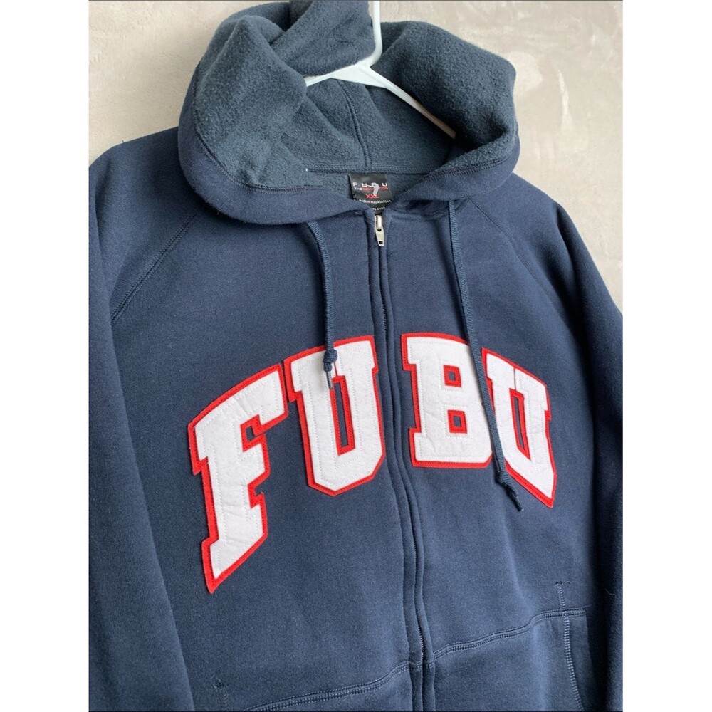 FUBU XXL Full Zip Hoodie Sweatshirt | Vintage 90s Y2K Navy Streetwear